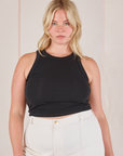 Lish is 5’8” and wearing L Racerback Tank in Basic Black