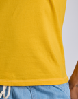 Jr. Varsity Tee in Sunshine Yellow body close up