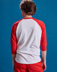 Taxi Raglan Tee in NYC back view on Quinn