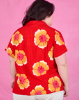 Paintstamped Pantry Button-Up in Mustang Red back view on Ashley