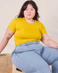 Baby Tee in Golden Yellow worn by Ashley