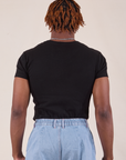 Baby Tee in Vintage Basic Black back view on Isaac