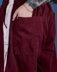 Painted Drop Pocket Cargo Pants - Red Wine