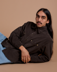Cropped Corduroy Overshirt - Espresso Brown