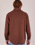 Flannel Overshirt in Fudgesicle Brown back view on Isaac
