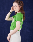 Side view of Luck Tee and vintage tee off-white Petite Western Pants