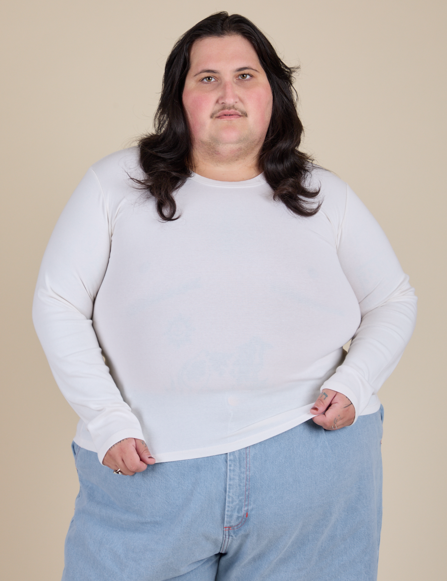 Long Sleeve Baby Tee - Vintage Tee Off-White