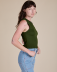 Muscle Tee in Evergreen side view on Alex