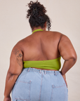 Halter Top in Gross Green back view on Morgan
