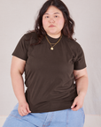 Ashley is wearing Organic Vintage Tee in Espresso Brown