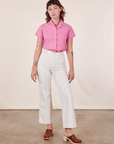Alex is wearing Pantry Button-Up in Bubblegum Pink and vintage off-white Western Pants