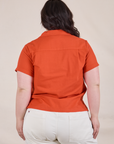 Pantry Button-Up in Chili Red back view on Ashley
