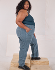 Railroad Carpenter Jeans in Baby Blue side view on Morgan