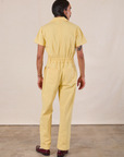 Short Sleeve Jumpsuit in Butter Yellow back view on Anthony