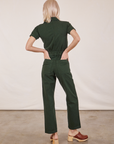 Short Sleeve Jumpsuit in Swamp Green back view on Madeline