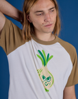 Produce Raglan Tee in Onion front close up on Grant