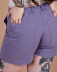 Close up back view of Classic Work Shorts in Faded Grape on Sydney