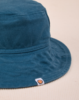 Wide Brim Denim Bucket Hats in Lagoon close up