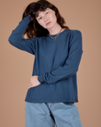 Long Sleeve Burly Tee in French Blue on Alex