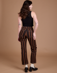 Back view of Black Stripe Work Pants in Fudgesicle Brown on Alex