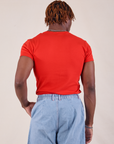 Baby Tee in Mustang Red back view on Isaac