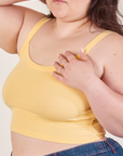 Cropped Cami in Butter Yellow close up on Ashley