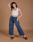 Drop Pocket Cargo Pants in French Blue and Cropped Tank in vintage tee white on Alex
