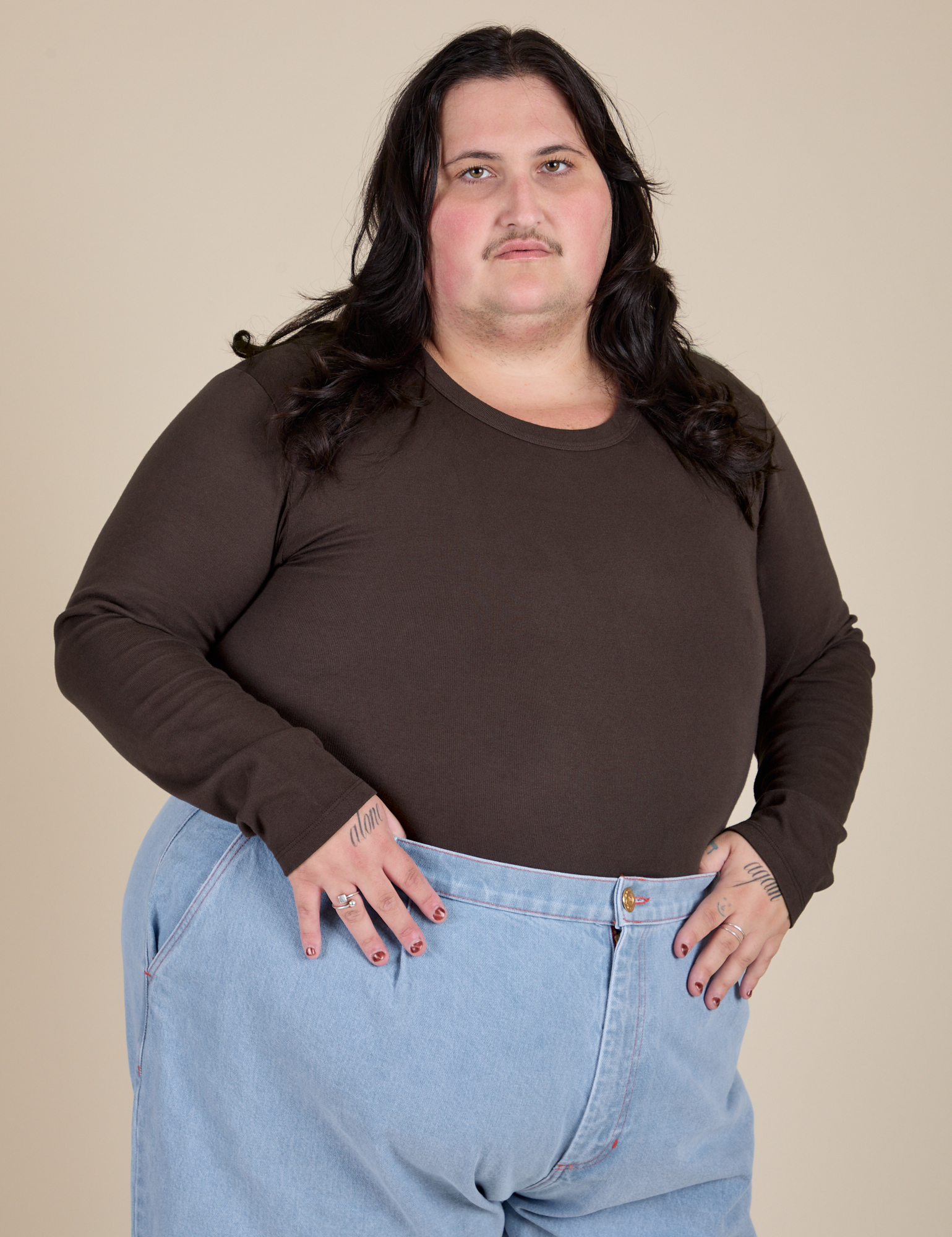 Long Sleeve Baby Tee - Espresso Brown