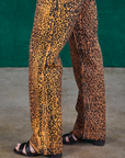 Leopard Work Pants pant side view close up on Hana
