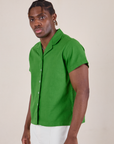 Pantry Button-Up in Kelly Green angled front view on Isaac
