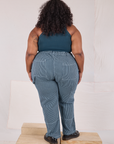 Railroad Carpenter Jeans in Baby Blue back view on Morgan