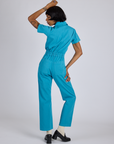 Short Sleeve Jumpsuit - Hawaiian Blue