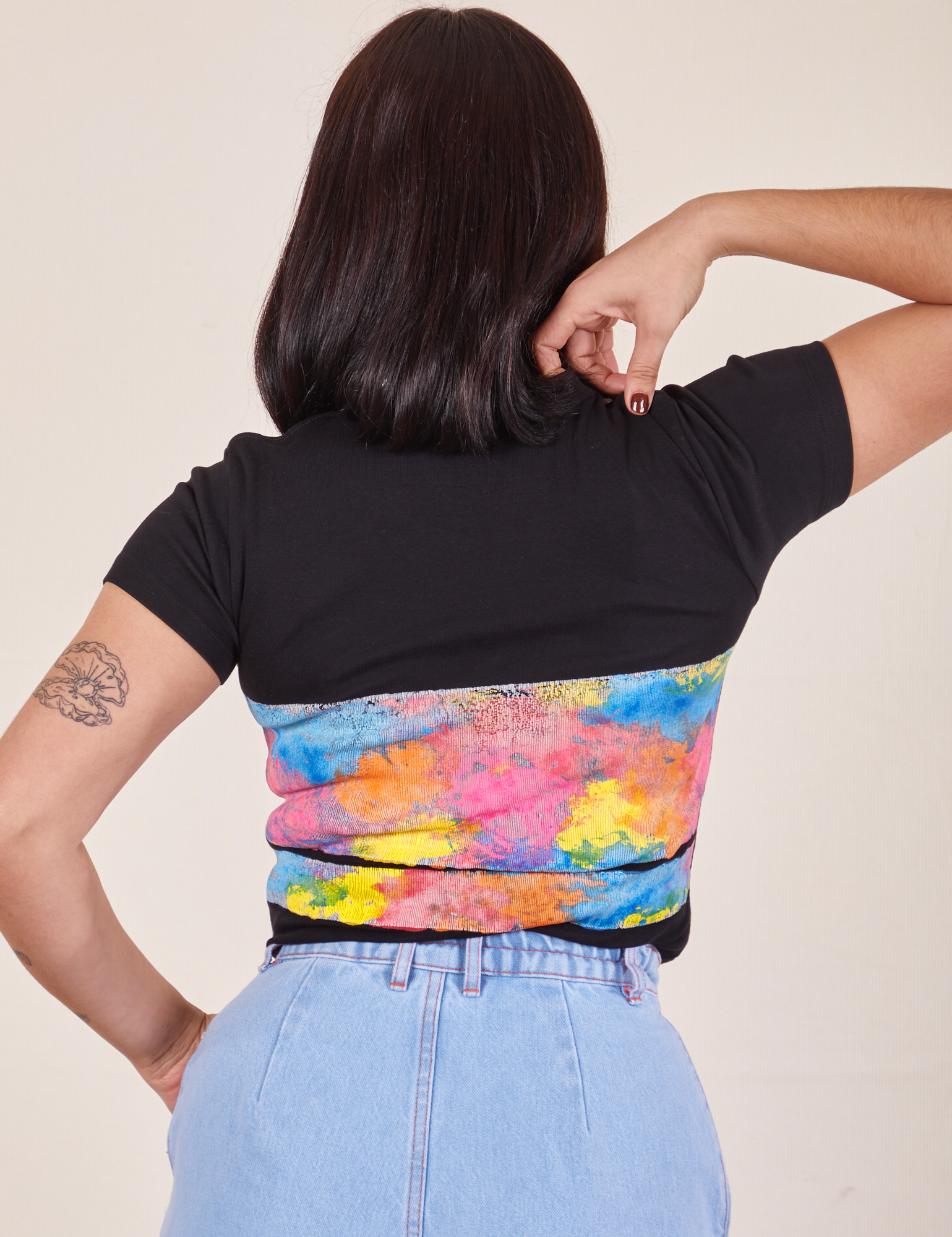 Back view of Stripe Magic Baby Tee on Betty