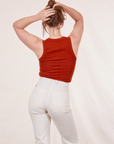 Tank Top in Paprika back view on Allison wearing vintage tee off-white Western Pants
