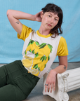 Anniversary Tee in Lemon worn by Alex