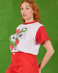 Anniversary Tee in Strawbaby angled front view on Tiara