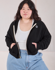 Cropped Zip Hoodie - Basic Black
