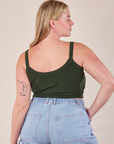 Cropped Cami in Swamp Green back view on Lish