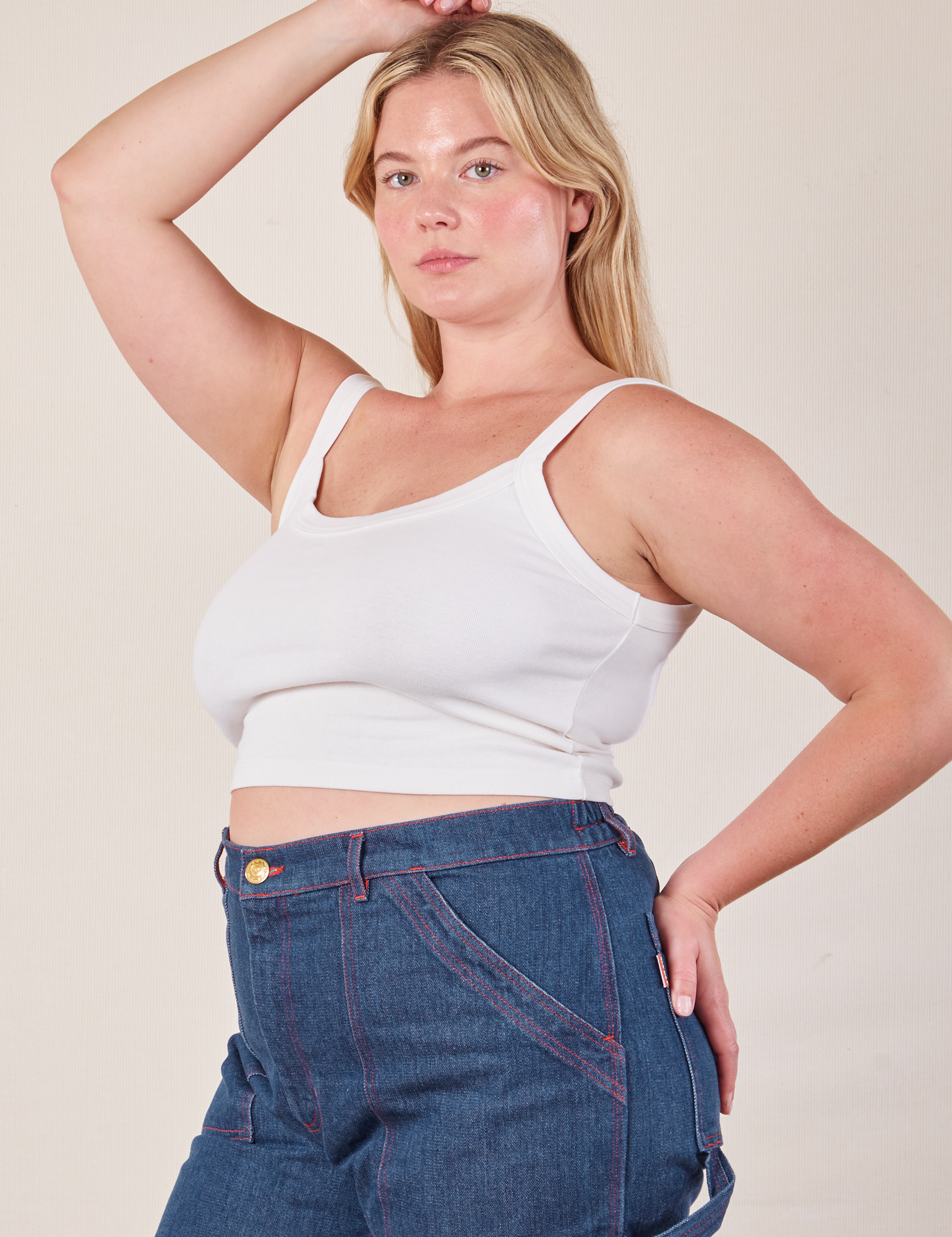Cropped Cami in Vintage Tee Off-White angled front view on Lish