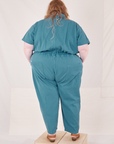 Heritage Short Sleeve Jumpsuit in Marine Blue back view on Catie