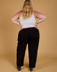 Baggy Mid-Rise Trousers in Basic Black back view on Juliet