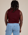 Muscle Tee in Red Wine back view on Demi