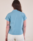 Pantry Button-Up in Baby Blue back view on Alex