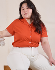 Pantry Button-Up in Chili Red on Ashley