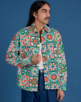 Cropped Overshirt in Quilt Print worn by Anthony