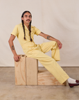 Short Sleeve Jumpsuit in Butter Yellow worn by Anthony