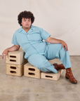 Short Sleeve Jumpsuit in Baby Blue worn by Miguel