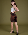 Longline Work Shorts in Fudgesicle Brown angled back view on Alex