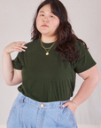 Ashley is wearing Organic Vintage Tee in Swamp Green