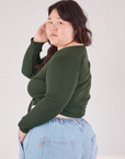 Wrap Top in Swamp Green side view on Ashley